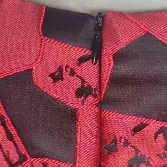 Dan Munier Red and Black Patterned Cocktail Dress Size Small - Picture 7 of 8